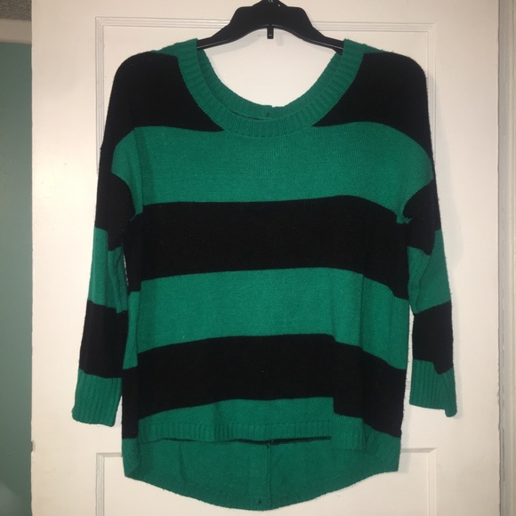 AB Studio Sweaters - Green & Black stripe sweater!
